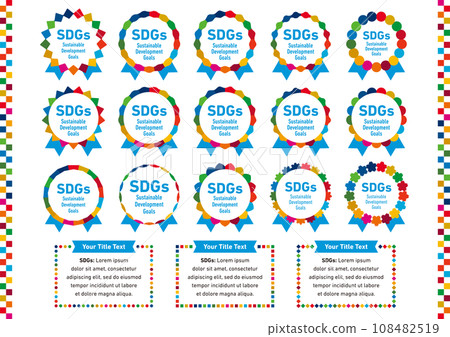 玫瑰花插圖集，靈感來自 SDGs 標記圖標和文本 108482519