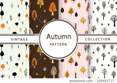Vintage Autumn Collection, A Symphony of Trees and Leaves in Vibrant Colors Vintage Autumn Collection, A Symphony of Trees and Leaves in Vibrant Colors 108482717