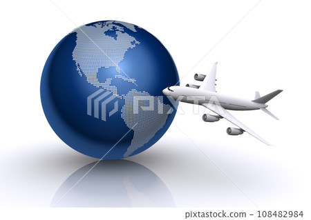Earth and airplane, global strategy image for business Earth and airplane, global strategy image for business 108482984