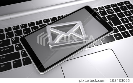 Image of email icon, smartphone, laptop, sending and receiving emails 108483065