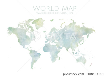 World map illustration with watercolor touch, hand-drawn world map with beautiful blurring 108483149