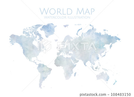World map illustration with watercolor touch, hand-drawn world map with beautiful blurring 108483150