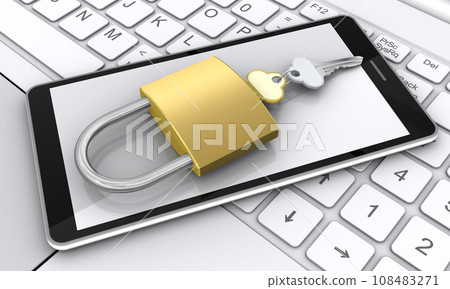 筆記型電腦、智慧型手機和掛鎖、電腦設備的安全影像 筆記型電腦、智慧型手機和掛鎖、電腦設備的安全影像 108483271