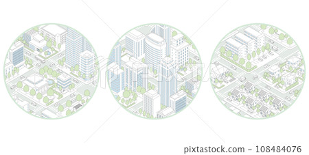 城市景觀的三維視圖。 108484076