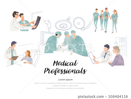向量插畫素材：從事醫療領域的人士 108484116