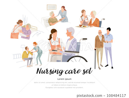 Vector illustration material: Nursing care, work, people set 108484117