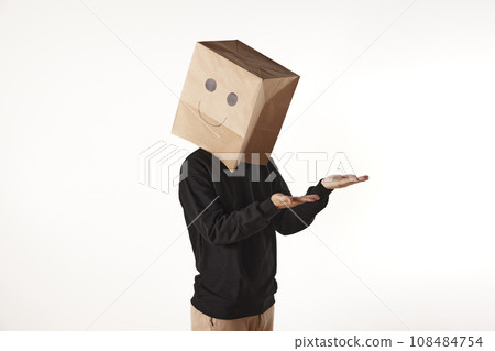 Various emotions and movements of the person wearing the mask. 108484754