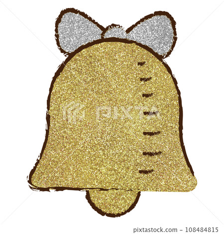 Illustration material Christmas bell ribbon hand-painted silver gold Illustration material Christmas bell ribbon hand-painted silver gold 108484815
