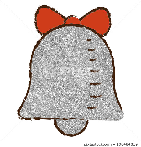 Illustration material Christmas bell ribbon hand-painted silver 108484819
