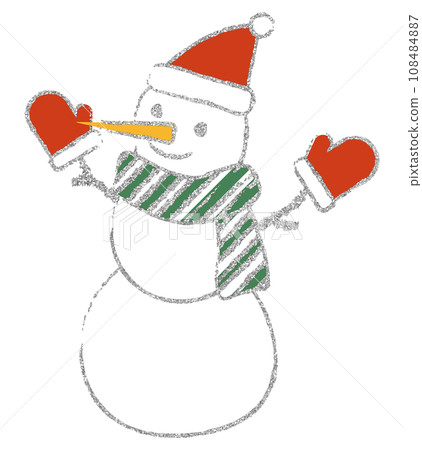 Illustration material snowman hand-painted silver Illustration material snowman hand-painted silver 108484887