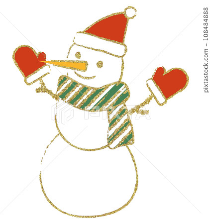 Illustration material snowman hand drawn gold Illustration material snowman hand drawn gold 108484888
