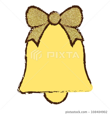 插畫素材聖誕鐘聲緞帶手繪金 插畫素材聖誕鐘聲緞帶手繪金 108484902