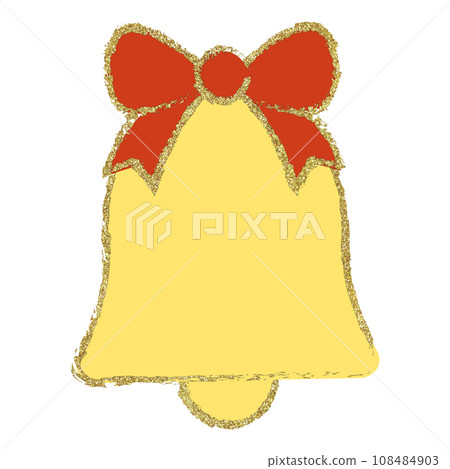 Illustration material Christmas bell ribbon hand drawn gold Illustration material Christmas bell ribbon hand drawn gold 108484903