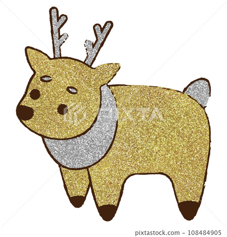 Illustration material Christmas reindeer hand-painted gold silver Illustration material Christmas reindeer hand-painted gold silver 108484905
