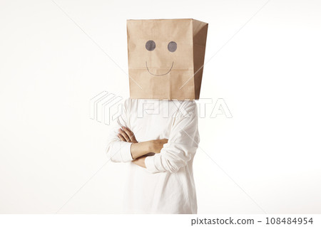 Various emotions and movements of the person wearing the mask. 108484954