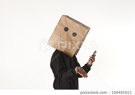 Various emotions and movements of the person wearing the mask. Various emotions and movements of the person wearing the mask. 108485021