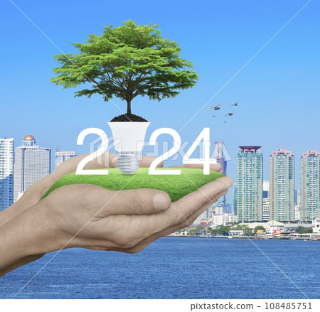 Happy new year 2024 ecological cover concept Happy new year 2024 ecological cover concept 108485751