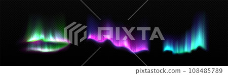 Colorful aurora borealis with neon glowing effect 108485789