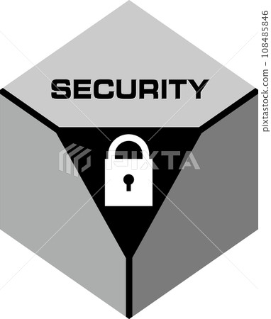 用堅固的塊和鑰匙表示的安全標記 用堅固的塊和鑰匙表示的安全標記 108485846