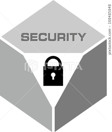 用堅固的塊和鑰匙表示的安全標記 用堅固的塊和鑰匙表示的安全標記 108485848