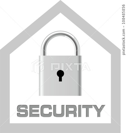 Security mark expressed with a sturdy house and a key Security mark expressed with a sturdy house and a key 108485856