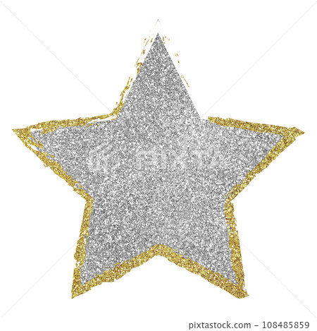 Illustration material: Sparkling stars, hand-painted, silver, gold 108485859