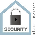Security mark expressed with a sturdy house and a key 108485860