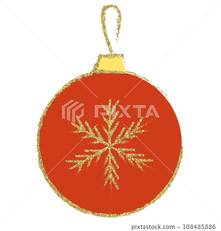 Illustration material Christmas ornament hand-painted red gold Illustration material Christmas ornament hand-painted red gold 108485886