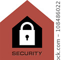 Security mark expressed with a sturdy house and a key 108486022