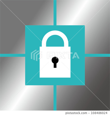 安全標記由堅固塊包圍的鑰匙表示 108486024