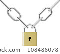 Security mark expressed with a sturdy chain and key 108486078