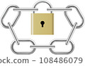 Security mark expressed with a sturdy chain and key 108486079
