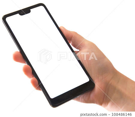 Hand holding a smartphone diagonally Hand holding a smartphone diagonally 108486146