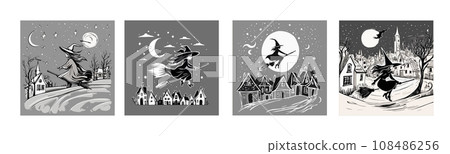 Banner set Buona Befana means happy Epiphany Christmas Tradition in Italy or Banner set Buona Befana means happy Epiphany Christmas Tradition in Italy or 108486256