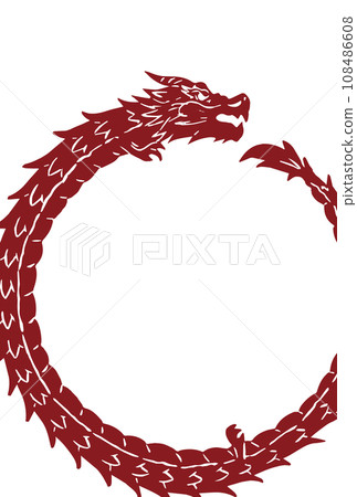 Circular dragon frame background material for New Year's cards 108486608