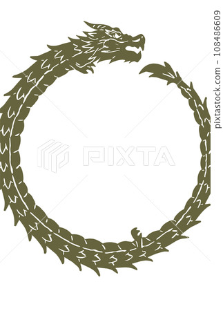 Circular dragon frame background material for New Year's cards 108486609