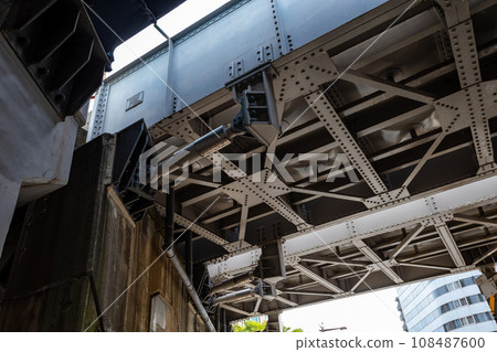 裝有振動控制裝置的鐵路梁橋樑下 裝有振動控制裝置的鐵路梁橋樑下 108487600