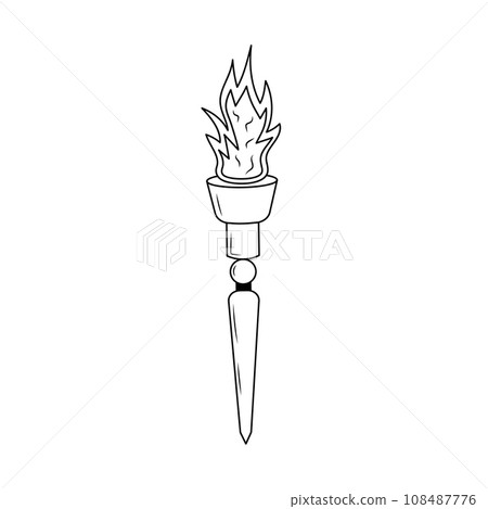 Goblet of Fire. Linear icon. Torch with fire. Trophy, winner, award, prize, competition concept. Goblet of Fire. Linear icon. Torch with fire. Trophy, winner, award, prize, competition concept. 108487776