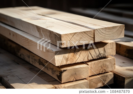 Wooden lumber, industrial wood, timber. Pine wood timber 108487870