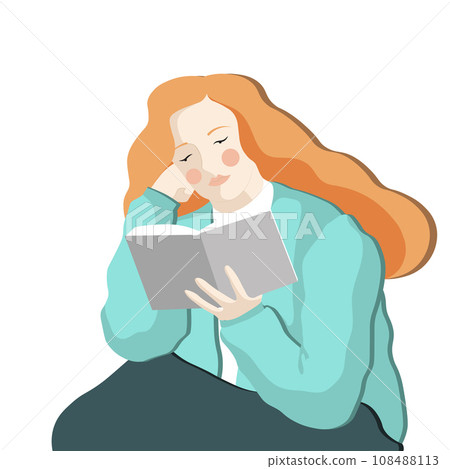 Girl Reading Book Vector Illustration 108488113