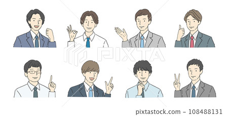 Pose set of a young man wearing a suit 108488131