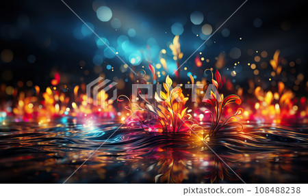 Abstract colorful musical background with notes, instruments. Abstract colorful musical background with notes, instruments. 108488238