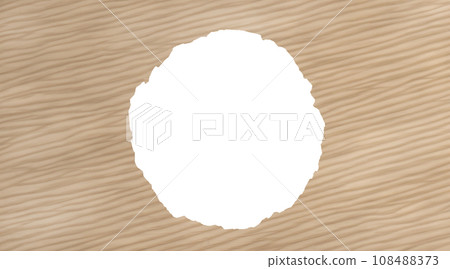 Cardboard-like paper material with a circle cut out in the middle Cardboard-like paper material with a circle cut out in the middle 108488373