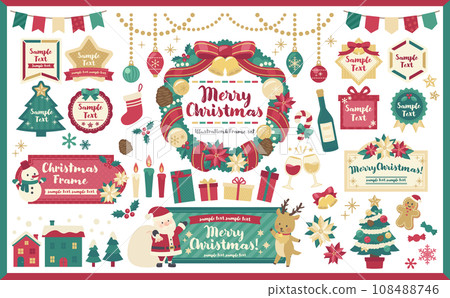 Simple and cute Christmas illustration/frame set Simple and cute Christmas illustration/frame set 108488746
