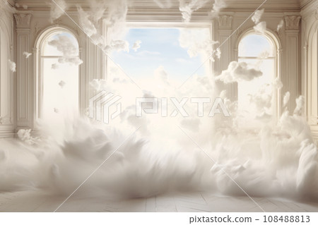 Abstract Motion of White Foam Flying in Air in Studio Light Abstract Motion of White Foam Flying in Air in Studio Light 108488813