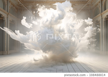 Abstract Motion of White Foam Flying in Air in Studio Light Abstract Motion of White Foam Flying in Air in Studio Light 108488814