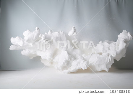 Abstract Motion of White Foam Flying in Air in Studio Light Abstract Motion of White Foam Flying in Air in Studio Light 108488818