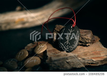 runic talisman runescript surrounded by runes runic talisman runescript surrounded by runes 108489206