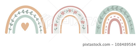 Boho baby rainbow set. Boho color rainbow for your project. 108489584