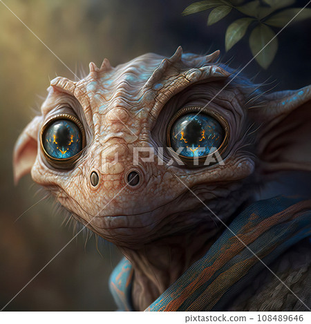 Digital art of a creature named Galaxeyes Wanderer, featuring large eyes resembling galaxies, with a thoughtful expression, draped in a textured scarf Digital art of a creature named Galaxeyes Wanderer, featuring large eyes resembling galaxies, with a thoughtful expression, draped in a textured scarf 108489646
